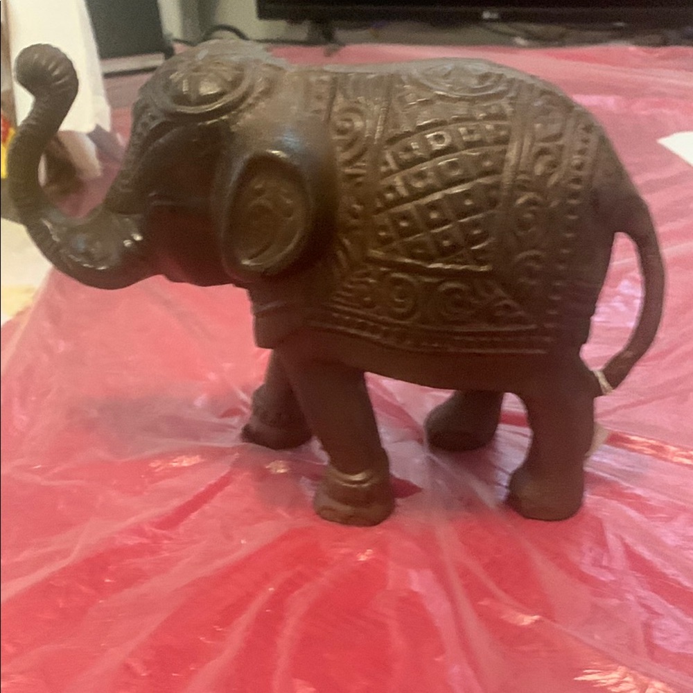 Intricately Carved Brown Elephant Figurine